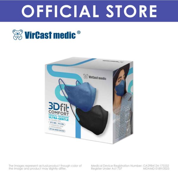 Vircast Medic 3D Mask - Denim Blue/Black (30 Pcs/Box)