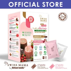 Swiss Mama Coco Berries Mix Flavour Nutrition Drink (7 sachets Chocolate + 7 sachets Strawberry) - Halal